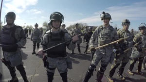 Oregon Guardsmen practice riot control during PATRIOT South