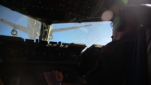 Dover C-17 Globemaster III refuels with KC-46 Pegasus