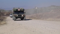 KFOR Soldiers convoy out of Republic of North Macedonia BROLL