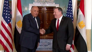 Secretary Pompeo meets with Egyptian Foreign Minister Sameh Shoukry, at the Department of State