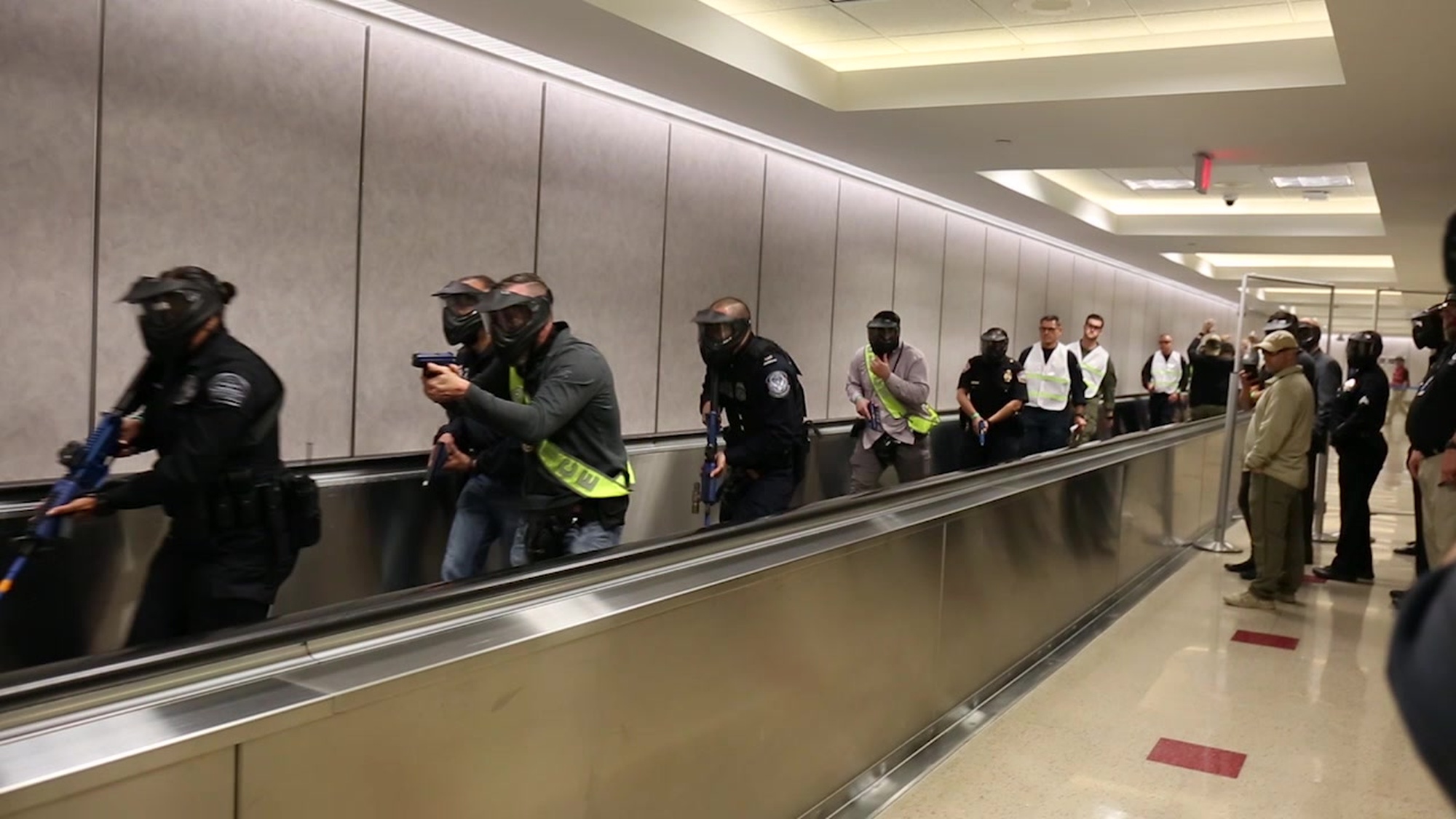 CBP Leads Large-Scale Multi-Agency Active Shooter Readiness Exercise at LAX<br />Exercise Demonstrates Responding Agencies Capabilities and Coordination during a Mass Casualty Incident<br /><br />LOS ANGELES—U.S. Customs and Border Protection (CBP) Office of Field Operations at Los Angeles International Airport (LAX) in conjunction with federal and local law enforcement agencies, medical emergency services and industry partners, successfully conducted the first-ever large scale active shooter drill at LAX’s Terminal 4. <br /><br />With more than 300 participants representing 12 federal and local agencies, including law enforcement officers, medical first responders, volunteers and support personnel, the exercise demonstrated response capabilities, coordination and communications during the first 20 minutes of a mass casualty incident.
