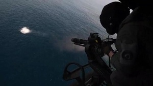 Marine Fires GAU-17 minigun from a UH-1Y Venom