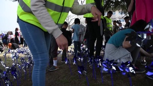 MCAS Iwakuni community plants pinwheel for Child Abuse Prevention Month (B-Roll)