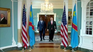 Secretary Pompeo Camera Spray with Congoles President Felix Tshisekedi