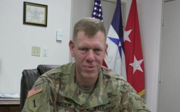 Maj. Gen. Kenneth L. Kamper, III Corps &amp; Fort Hood Deputy Commander shout-out for the U.S. Army Operational Test Command's 50th Birthday