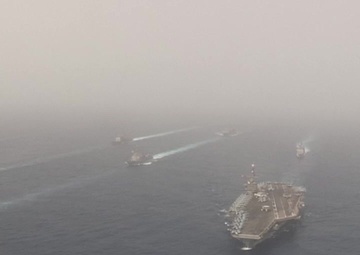 USS John C. Stennis and USS Abraham Lincoln in formation in the Mediterranean Sea