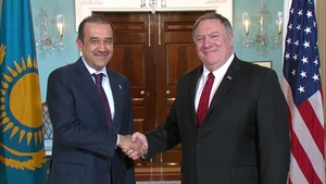 Secretary Pompeo Camera Spray with Kazakhstani National Security Committee Chairman