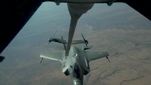 U.S. Air Force KC-10 Extender refuels F-35A Lightning IIs