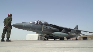 U.S. Marines launch an AV-8B Harrier II in support of Desert Flag