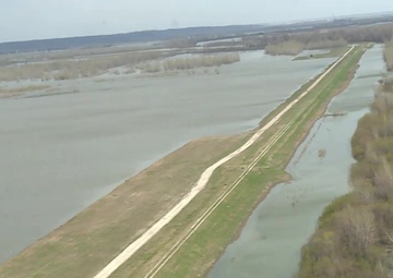 Aerial View of Levee R562 Near Peru, Nebraska Apr. 15, 2019