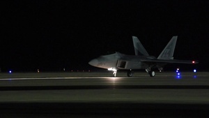 F-22 Raptors Night time B-roll