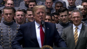 President Presents the Commander-in-Chief's Trophy to U.S. Military Academy Football Team
