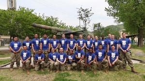 Field artillery soldiers cheer the Philadelphia 76ers in 2019 Playoffs