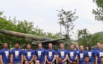 Field artillery soldiers cheer the Philadelphia 76ers in 2019 Playoffs