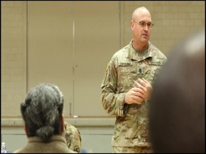 Army Reserve Command Sergeant Major Visits Troops in Mock Disaster Area