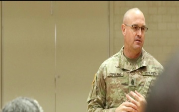 Army Reserve Command Sergeant Major Visits Troops in Mock Disaster Area