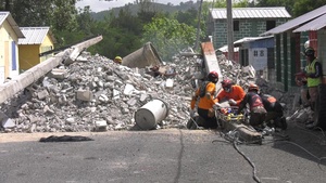 FA-HUM 19 Dominican Republic distinguished visitors and simulated rescue from collapsed building