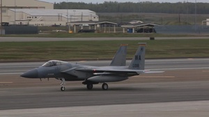 F-35B Lightning II, F-15 Strike Eagle and F-18 growlers land and take off for Exercise Northern Edge