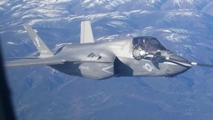 U.S. Marines KC-130J refuel an F-35B during Northern Edge 19