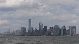 MV-22 Osprey's fly over New York b-roll