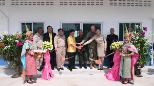 U.S. Navy Service Members; Royal Thai Armed Forces conduct ribbon cutting ceremony at Ban Surasak School during Pacific Partnership 2019