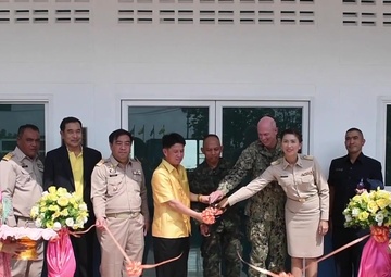 U.S. Navy Service Members; Royal Thai Armed Forces conduct ribbon cutting ceremony at Ban Surasak School during Pacific Partnership 2019