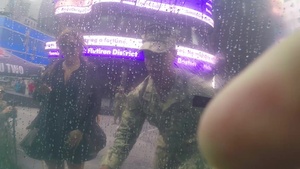 Dive tank demonstration in Times Square