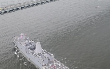 USS New York Exits New York after Fleet Week