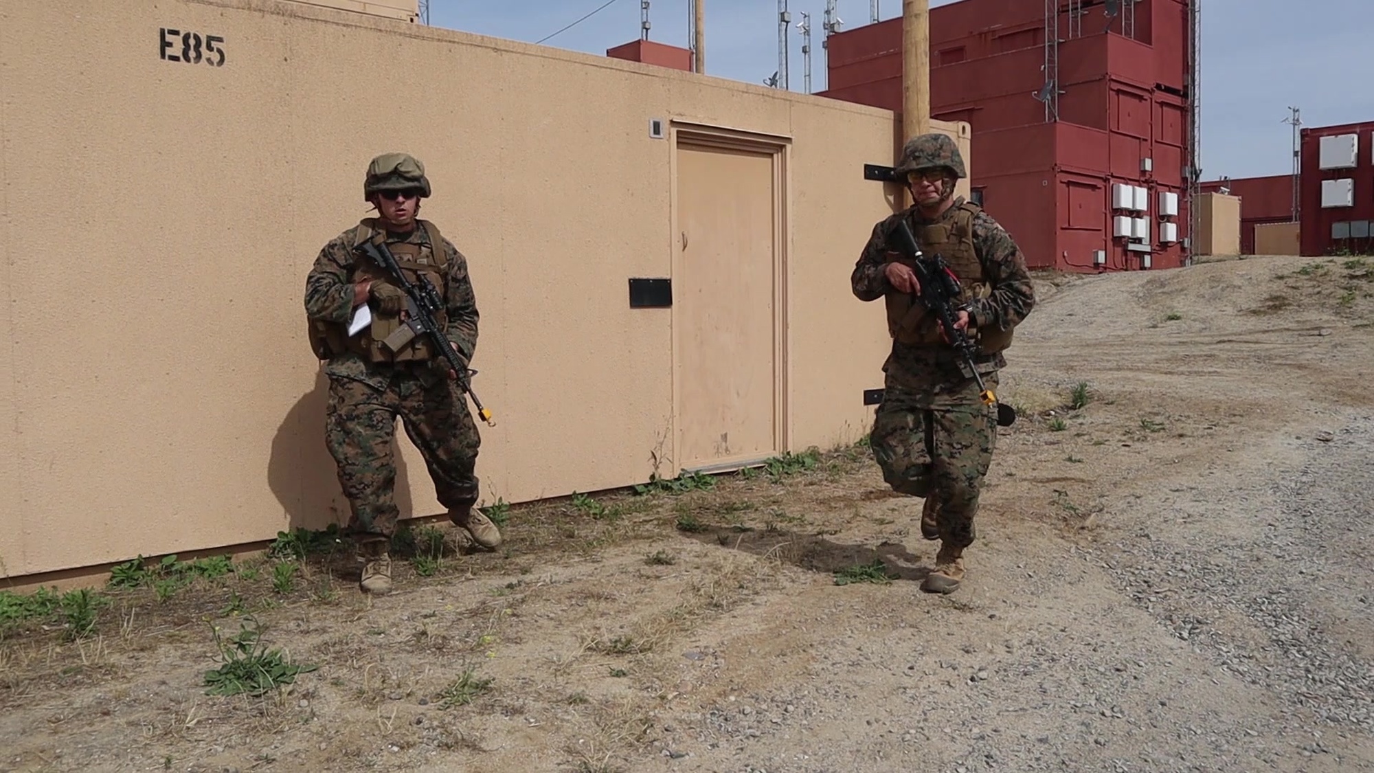 U.S. Marines with 1st Civil Affairs Group, I Marine Expeditionary Force, conduct simulated civil operations during a field training exercise alongside 1st Law Enforcement Battalion, I MEF, on Camp Pendleton, May 24-26, 2019. (U.S. Marine Corps video by Cpl. Jacob A. Farbo)