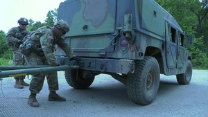 Oklahoma National Guard Soldiers perform vehicle recovery operations at Western Strike