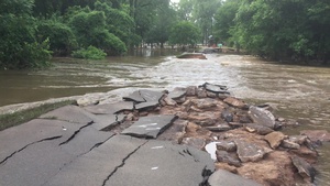 Roadways Are Damaged From High Flood Waters on the Arkansas River