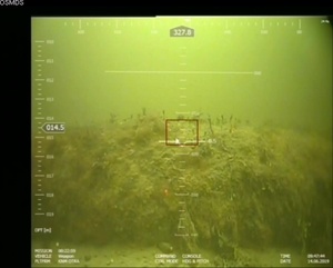 A World War II-era air laid mine detonates in the  Baltic Sea after being discovered by the BALTOPS 2019 Mine Warfare  Task Group and being rigged for detonation by a  team of Norwegian Explosive Ordancemen.
