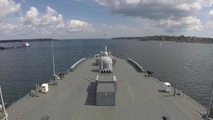 USS Mount Whitney (LCC-20) departs Naval Base Kiel-Tirpitzhafen for BALTOPS 2019