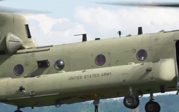 1st Combat Aviation Brigade lifting a MI-8 for training