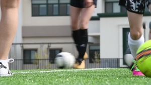 US Women’s Soccer Team players teach soccer to MCAS Iwakuni children (Package/Pkg)