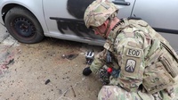 KFOR Soldiers conduct Vehicle-Borne IED Training with Kosovo Police BROLL