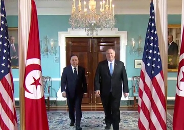 Secretary Pompeo Camera Spray with Tunisian Minister of Foreign Affairs