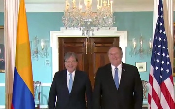 Secretary Pompeo Camera Spray with Colombian Foreign Minister