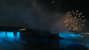 Niagara Falls Illuminated in NATO Blue