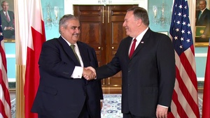 Secretary Pompeo Camera Spray with Bahraini Foreign Minister