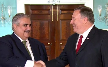 Secretary Pompeo Camera Spray with Bahraini Foreign Minister