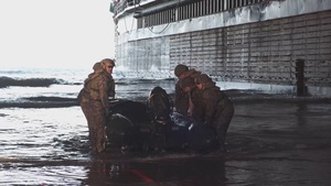 Sailors and Marines conduct CRRC operations aboard USS Ashland (LSD 48)