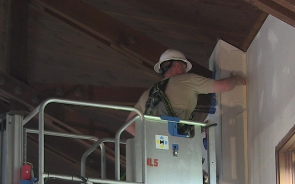 127CES Applies Mud to Drywall