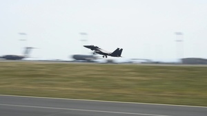 F-35A and F-15E Aircraft Take Off to Continue Rapid Forge