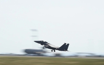 F-35A and F-15E Aircraft Take Off to Continue Rapid Forge