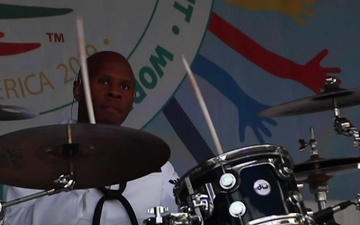 US Navy Fleet Forces Band Uncharted Waters Brass Band performs for scouts at the 2019 World Scout Jamboree