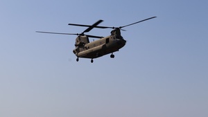 CH-47 Chinook Helicopter Lands at Sparta-Fort McCoy Airport