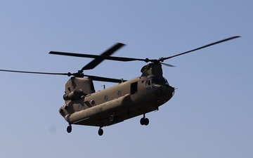 CH-47 Chinook Helicopter Lands at Sparta-Fort McCoy Airport