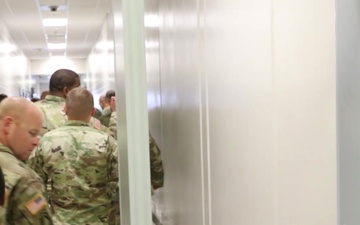 (Broughey) B-roll of 328th Military Police Company receiving a tour of an active correctional facility here July 29.