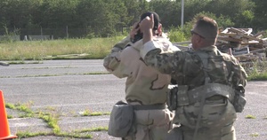 Chemical Soldiers conduct decontamination training.